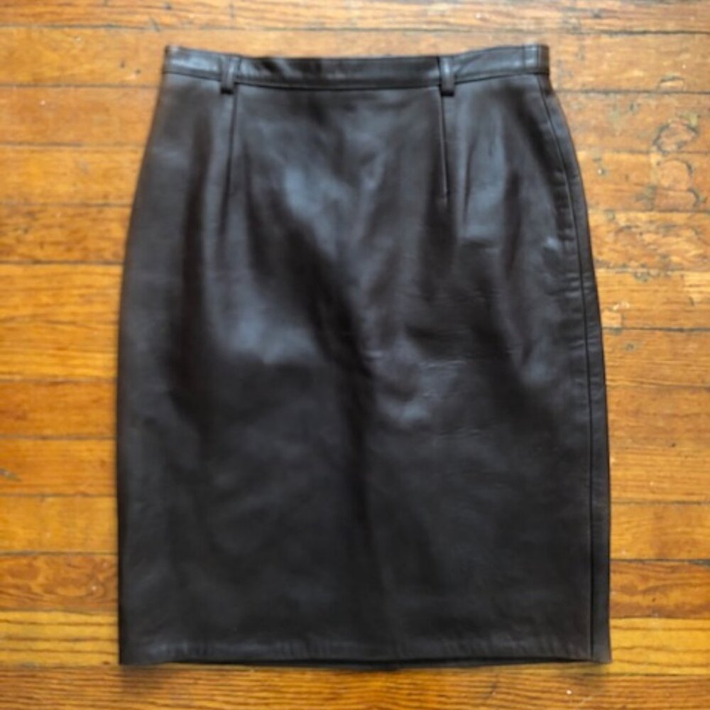 XOE Brown Leather Pencil Skirt Size 10